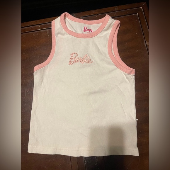 Barbie Tops - Barbie cream and pink tank top S